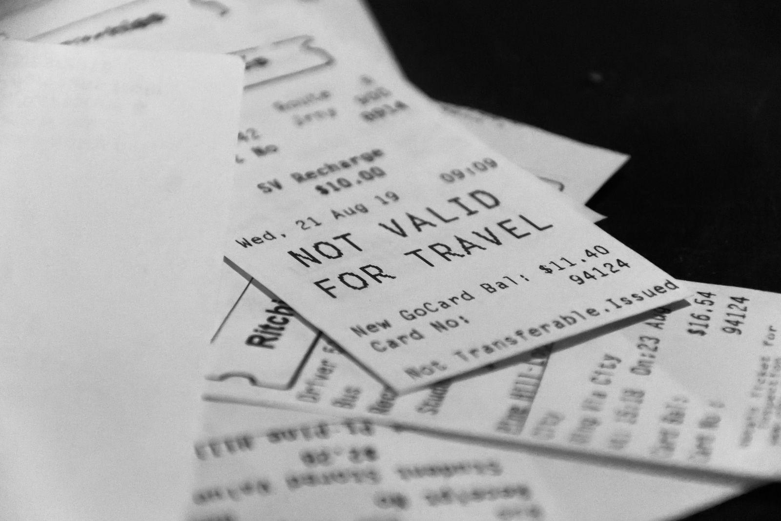 A stack of receipts and paperwork