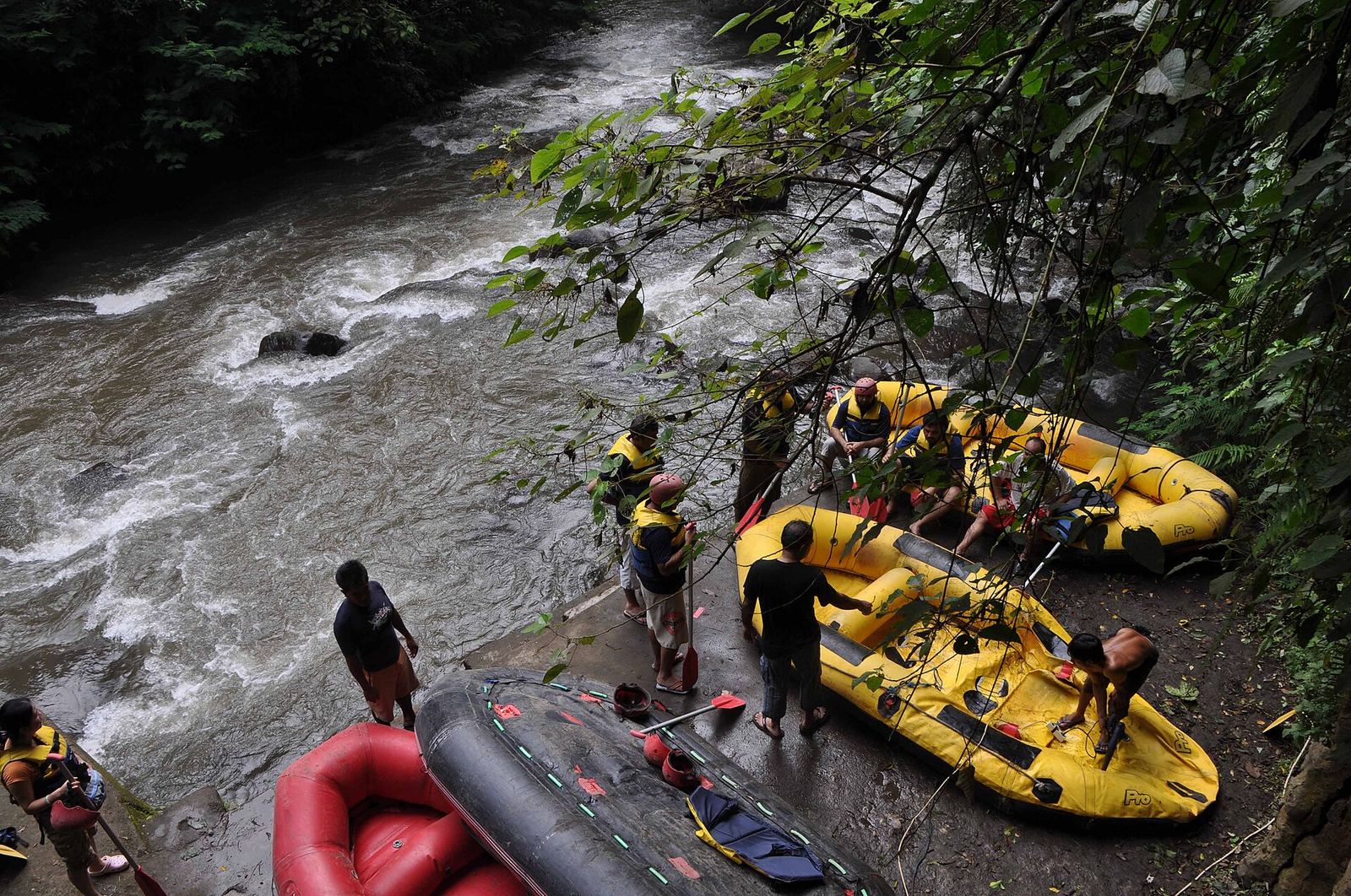 Whitewater rafting on the Ayung River in Bali during high water season