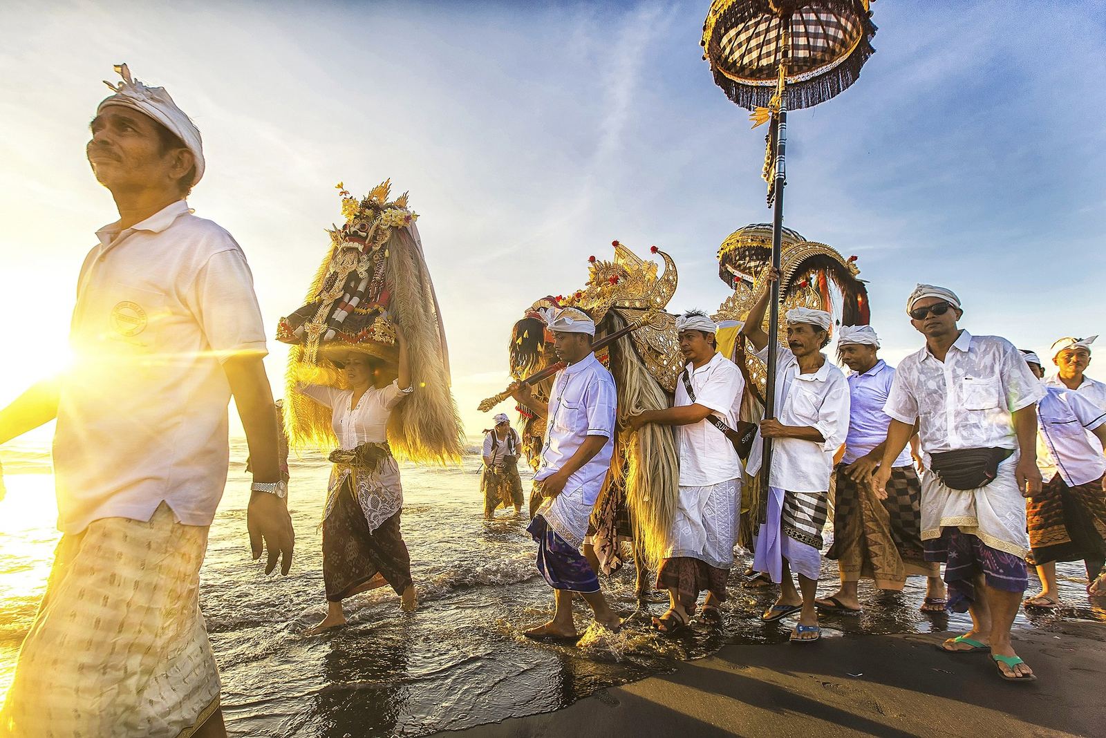 Melasti ceremony in Gianyar Bali before Nyepi