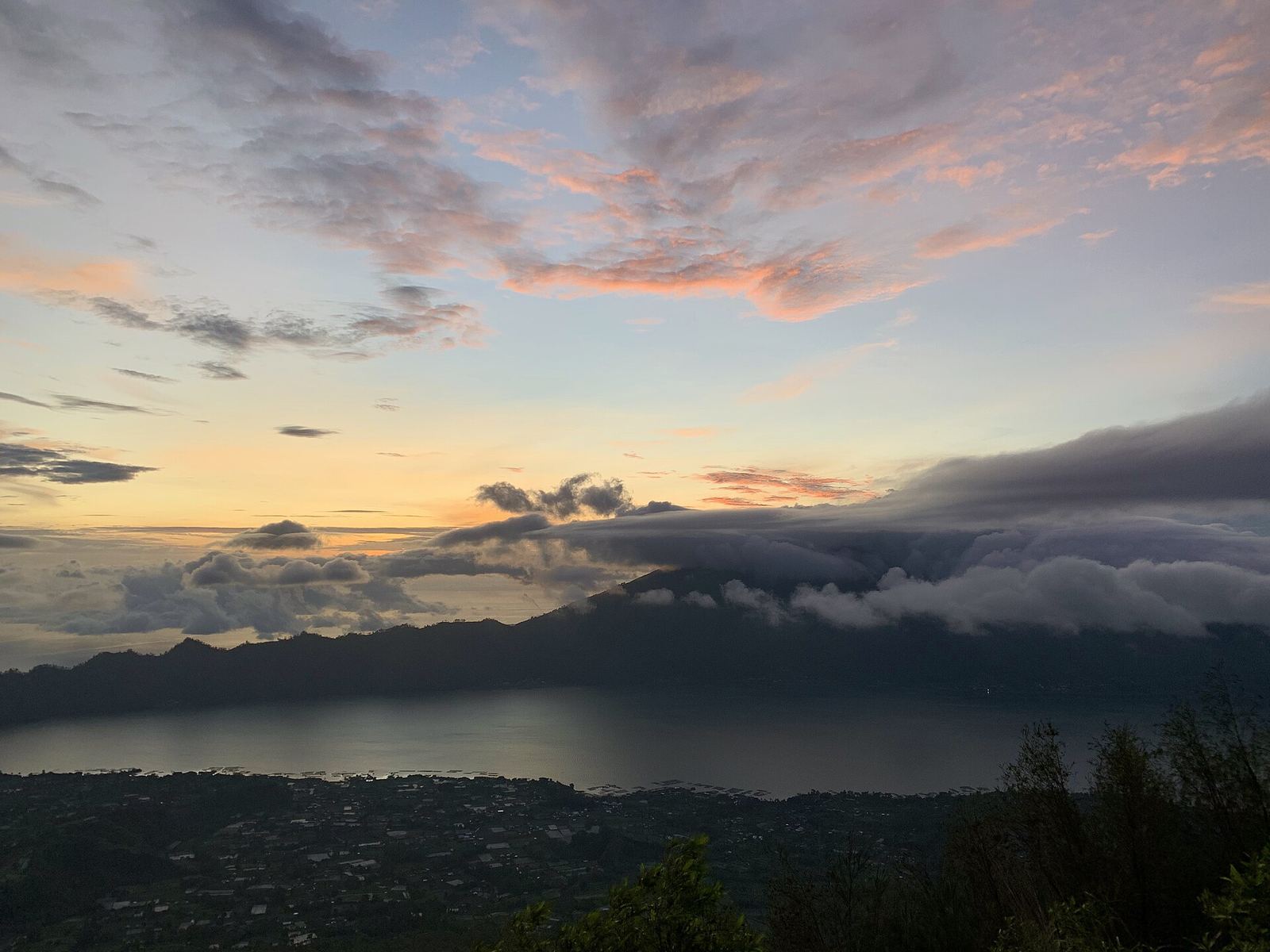Sunrise view from Mount Batur in Bali during dry season