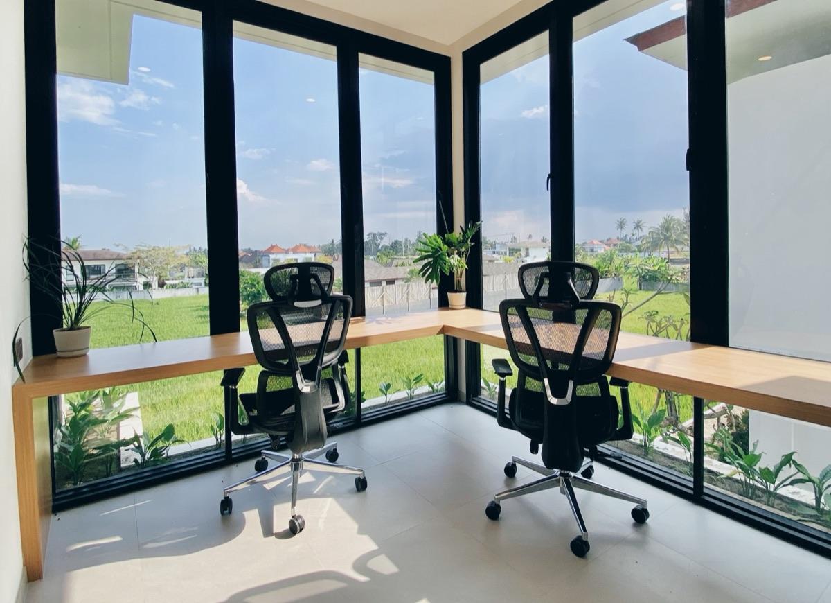 Private co-working office with rice field view at Hubuddha Three Bedroom Villa Ubud Bali