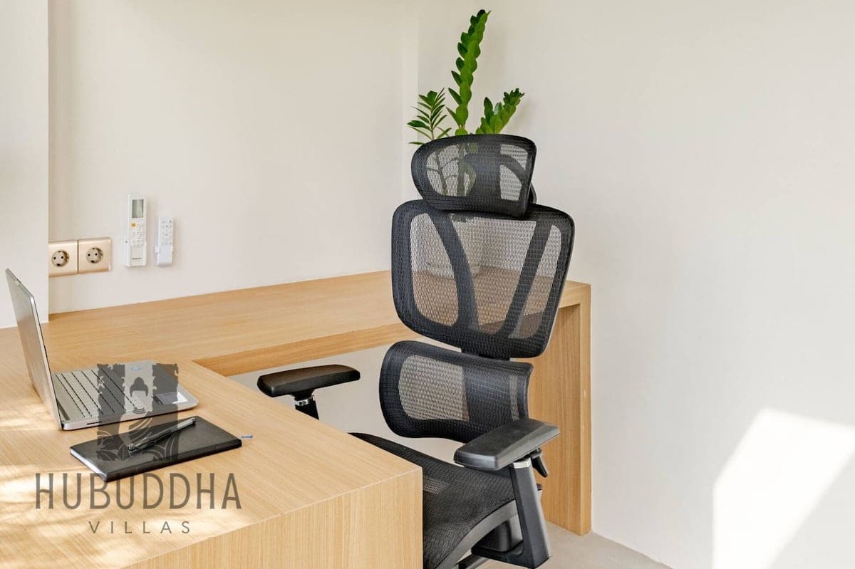 Private office with rice field view at Hubuddha Two Bedroom Villa Ubud Bali