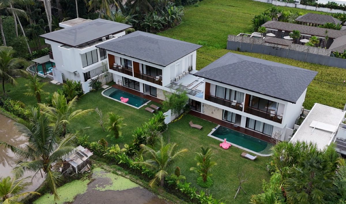 Aerial view of Hubuddha Villas compound, Ubud Bali